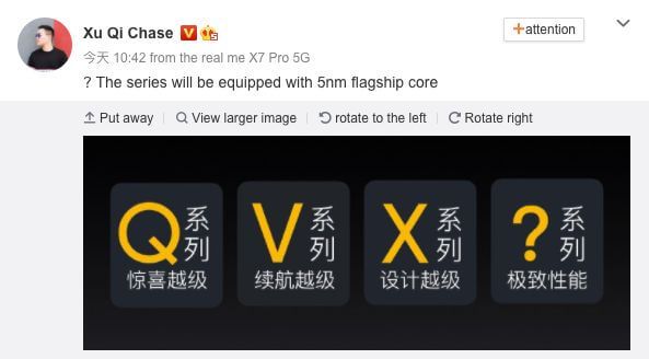 Realme 5nm chipset smartphone teaser from Weibo