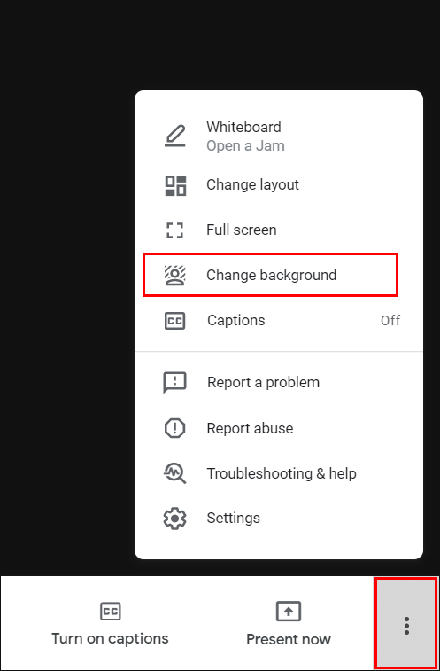 Change Meet background settings