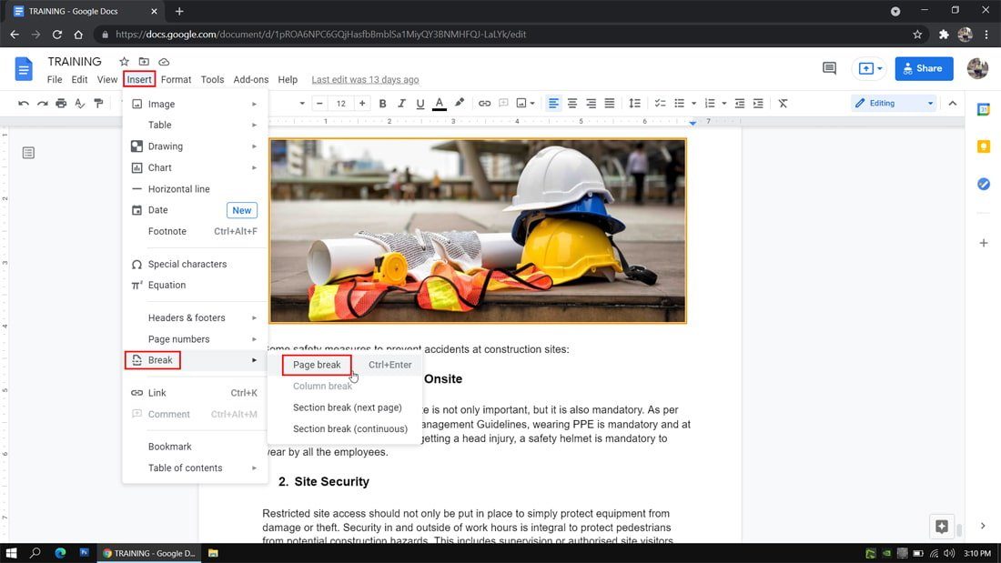 How to add a page in Google Docs on your computer