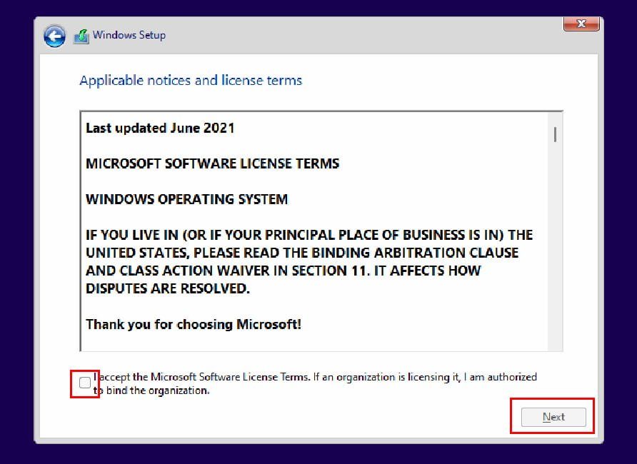 Accept the license agreement and click Next.
