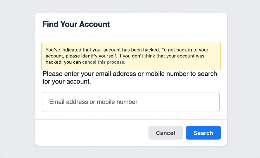 Find your compromised Facebook account