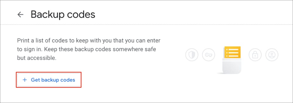 Google backup codes
