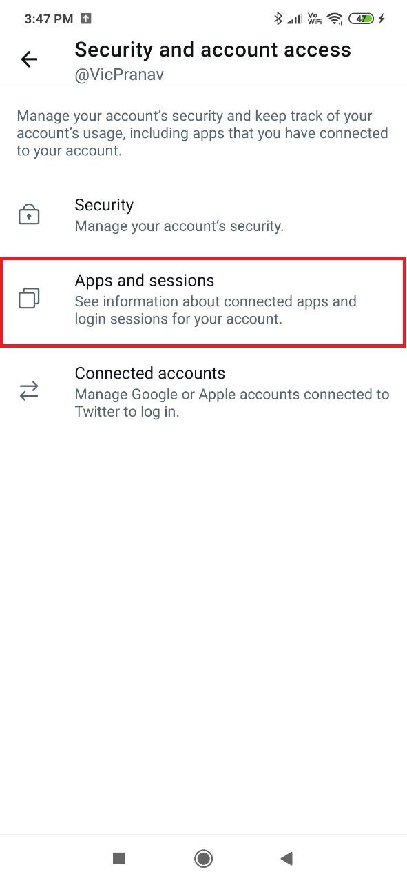 Tap on Apps and sessions