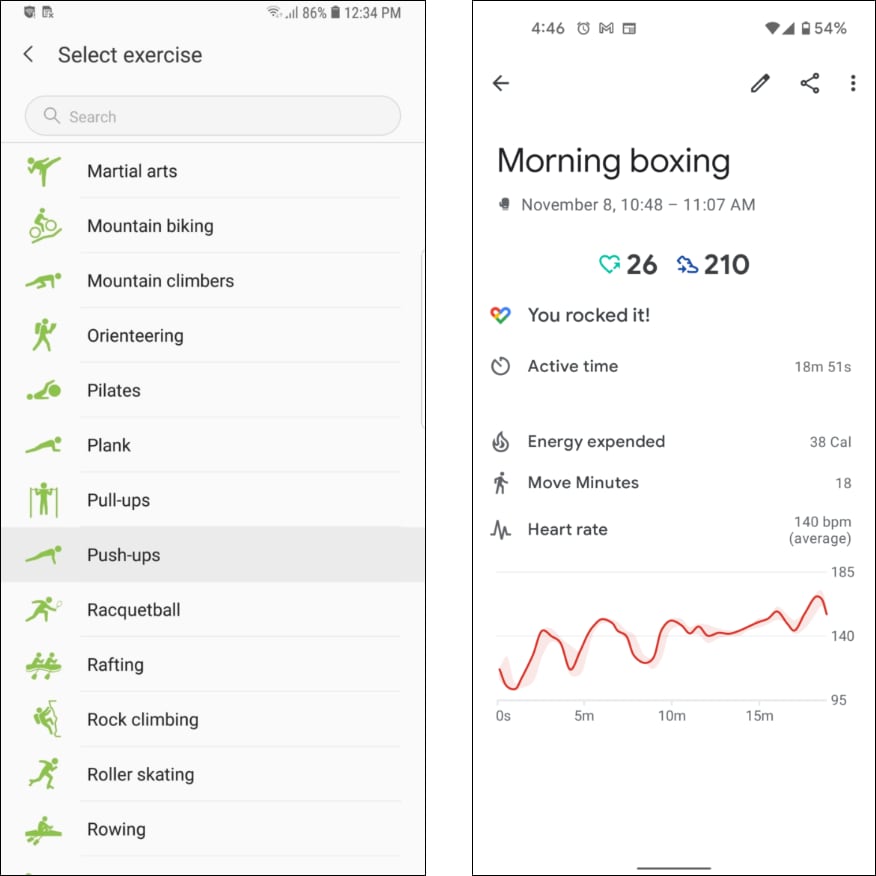 Google Fit interface